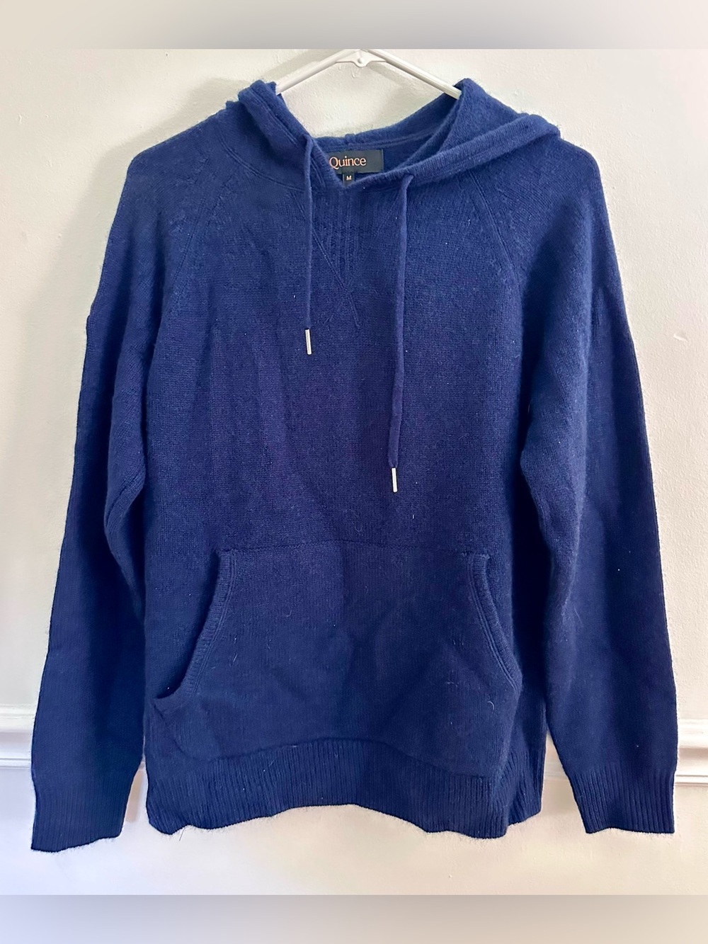 Quince Mongolian Cashmere Pullover Hoodie Navy Blue Sweater Size M Medium